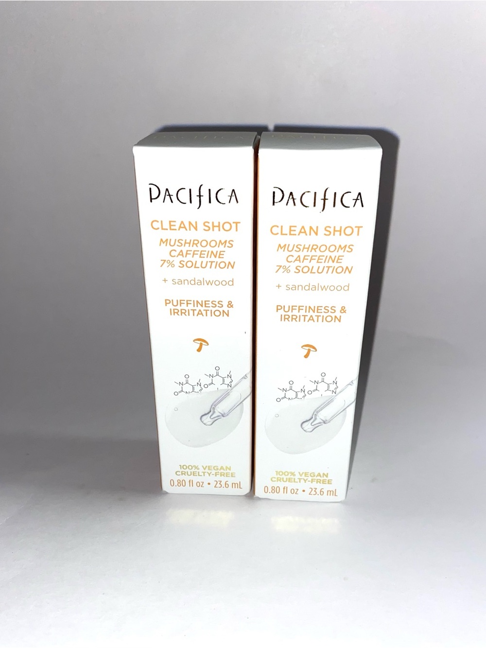 2 XPACIFICA Clean Shot Mushrooms & Caffeine Serum Oil Balance 100% Vegan 0.80 Oz
